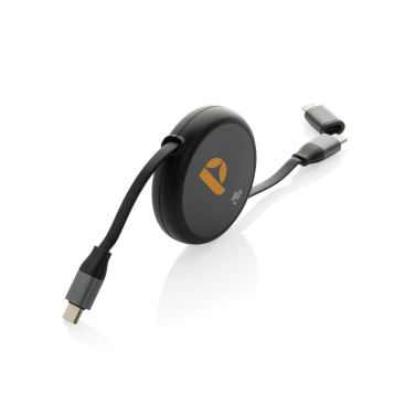 Logotrade promotional product picture of: Terra RCS recycled aluminium retractable 240W 2-in-1 cable