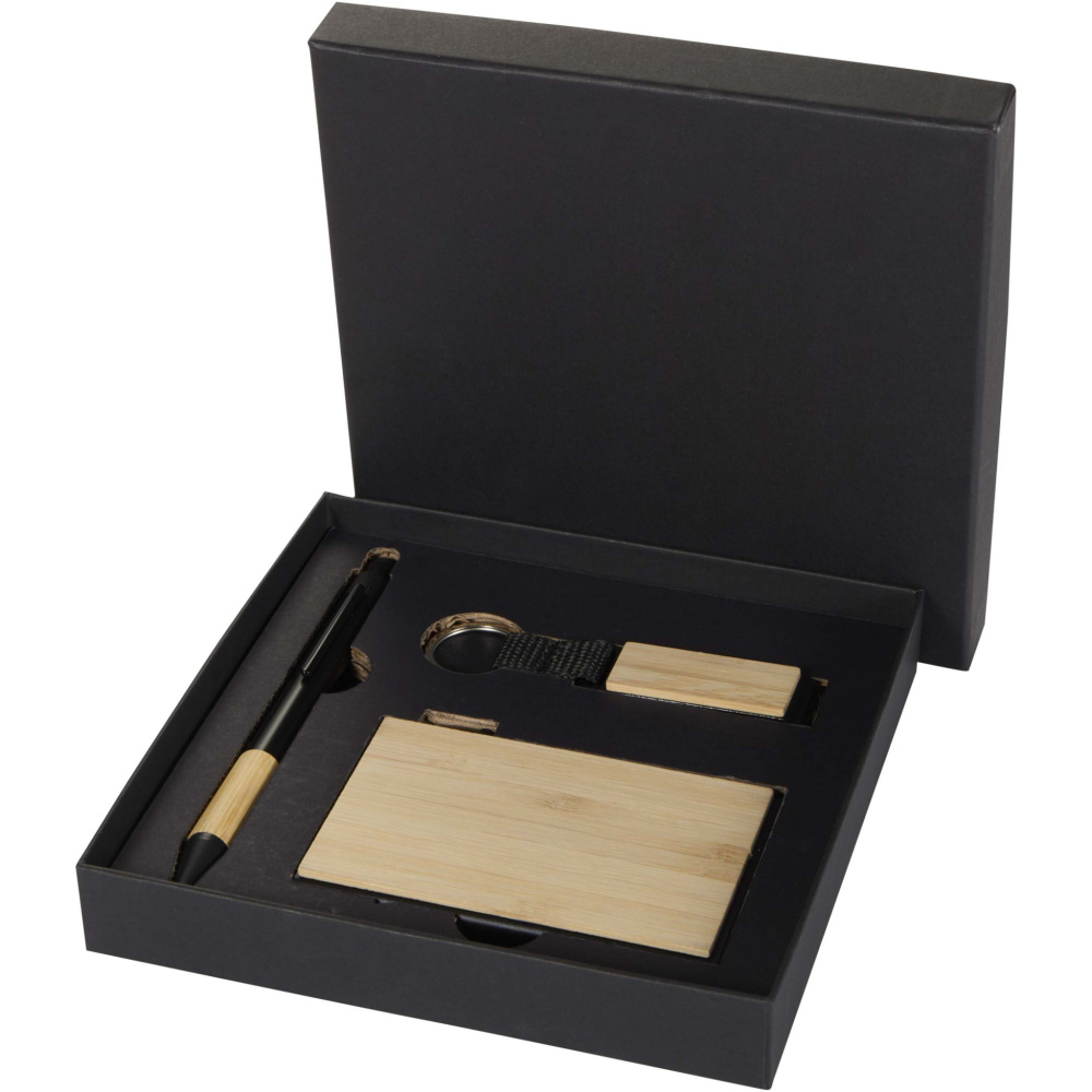 Logotrade promotional giveaways photo of: Minka RCS recycled aluminium ballpoint pen, keychain and RFID card holder gift set