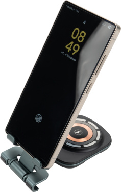 Logo trade advertising products image of: Phone holder with wireless charger