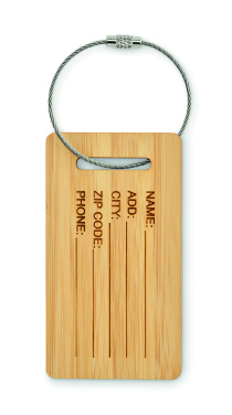 Logo trade promotional products image of: Bamboo luggage tag