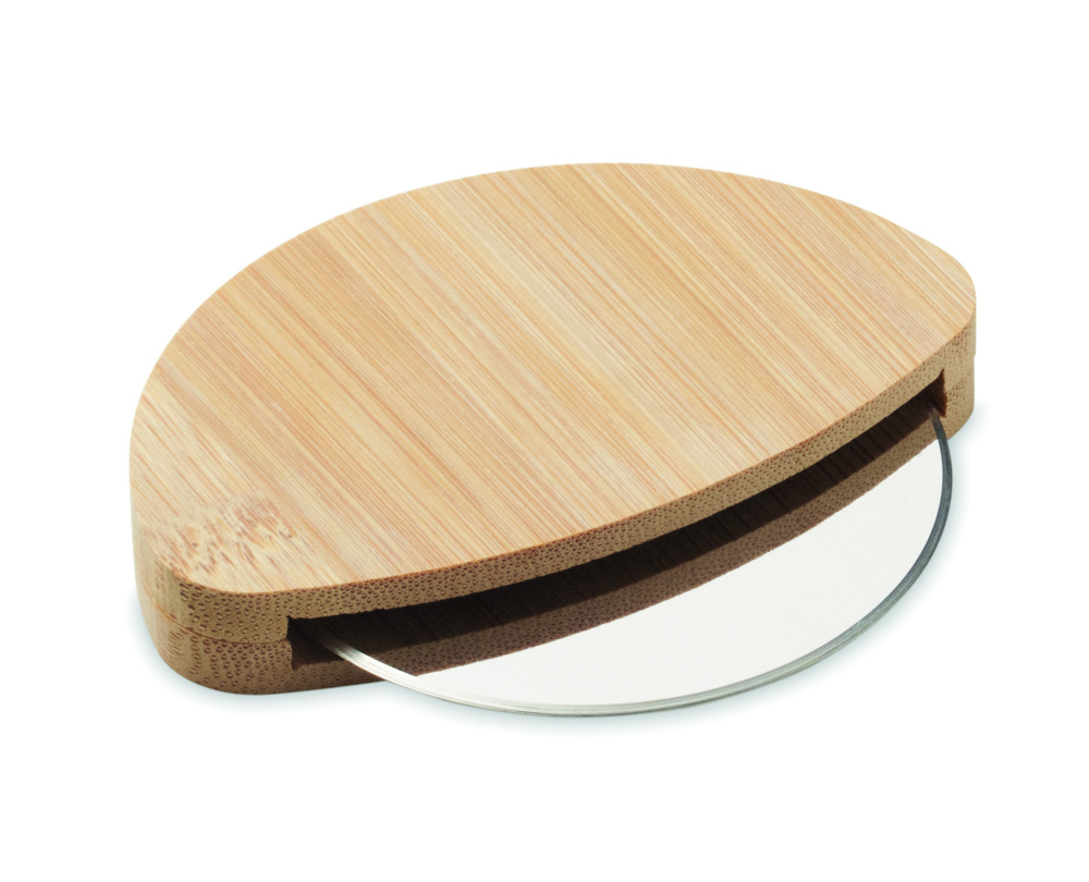 Logo trade promotional gift photo of: Round bamboo pizza cutter