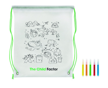 Logo trade corporate gifts image of: Non woven kids bag with pens