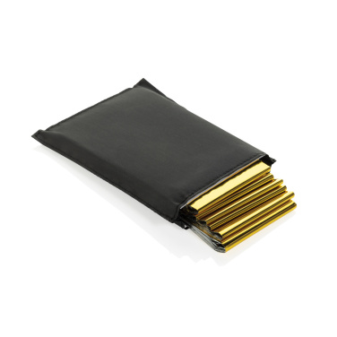 Logo trade promotional merchandise image of: Solra emergency blanket in RCS recycled RPET pouch