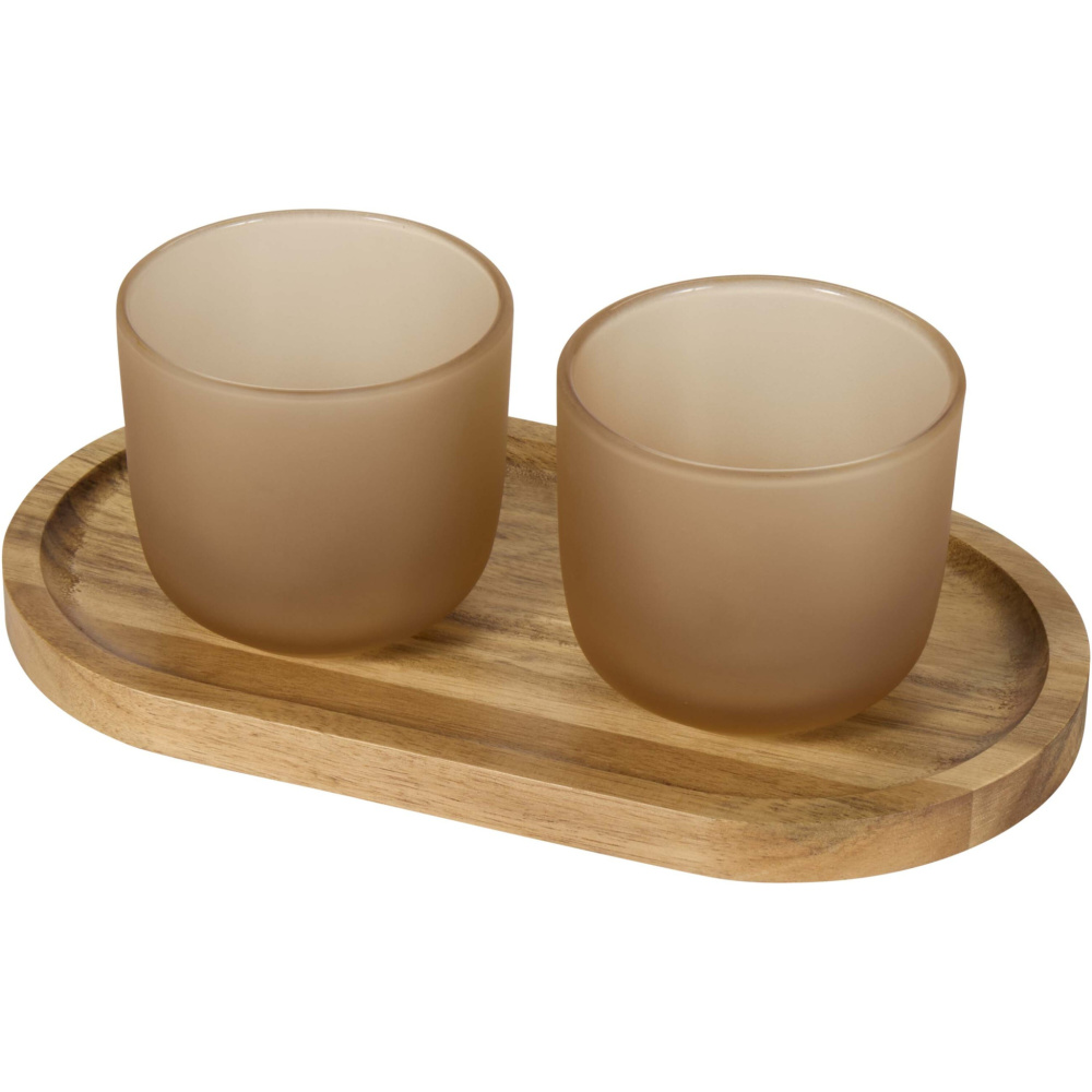 Logo trade advertising product photo of: Male wooden serving tray and glass cups set