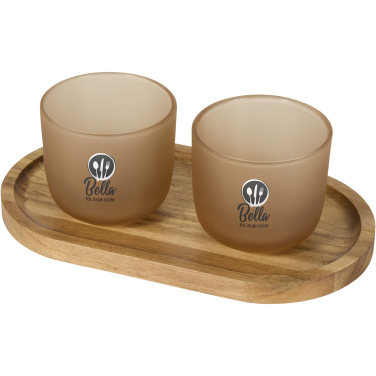 Logotrade promotional product picture of: Male wooden serving tray and glass cups set