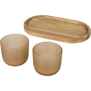 Logo trade corporate gift photo of: Male wooden serving tray and glass cups set