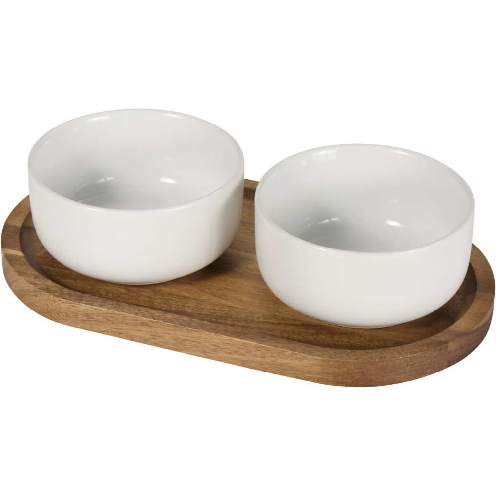 Logotrade promotional merchandise photo of: Noa wooden tray and ceramic serving bowls set