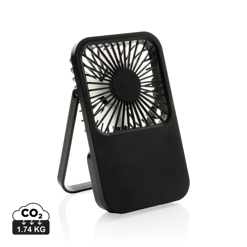 Logo trade promotional items image of: Aervina RCS recycled plastic re-chargeable desk fan