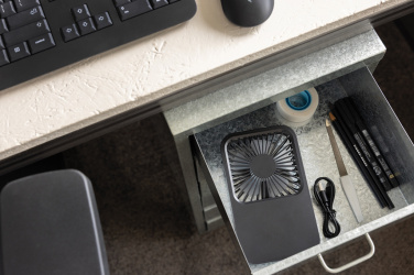 Logo trade promotional merchandise image of: Aervina RCS recycled plastic re-chargeable desk fan