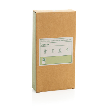 Logo trade business gift photo of: Aervina RCS recycled plastic re-chargeable desk fan