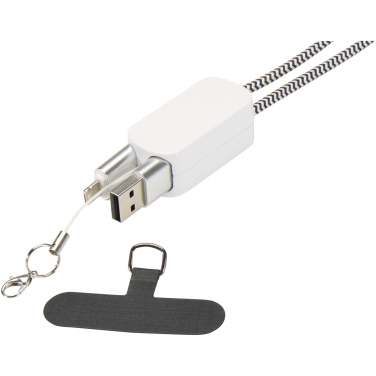 Logotrade promotional item picture of: Anser recycled plastic smartphone lanyard with 27W 5-in-1 built-in cable