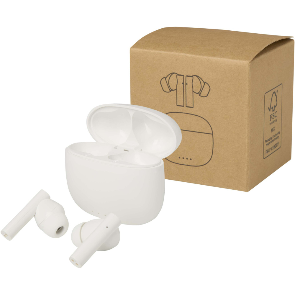 Logo trade promotional giveaways picture of: Alterf recycled plastic True Wireless Bluetooth® headset with silicone eartips