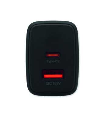 Logotrade business gift image of: EU 2-pole wall adapter/charger