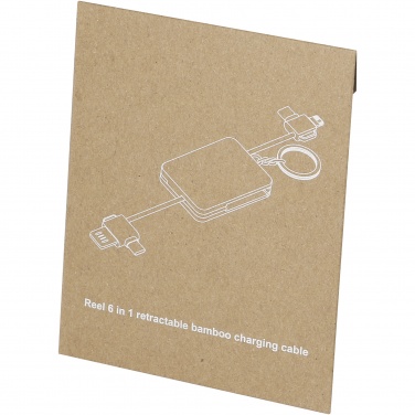 Logo trade meene pilt: Reel 6-in-1 sissetõmmatav bambusest võtmehoidja laadimiskaabel