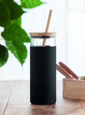 Logo trade ärikingituse pilt: 450 ml bambusest kaane ja kõrrega joogitops