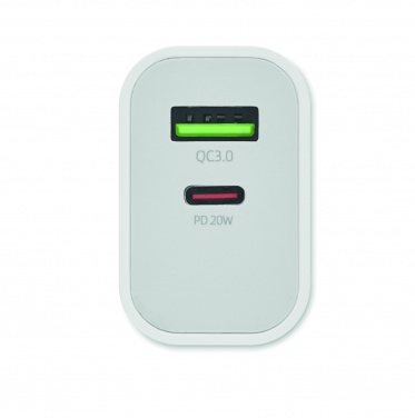 Logotrade reklaamkingitused pilt: 18W 2 pordiga USB laadija EU pistik