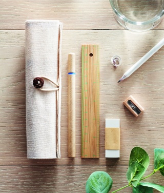 Logo trade firmakingi pilt: Statsionaarne komplekt puuvillases kotis