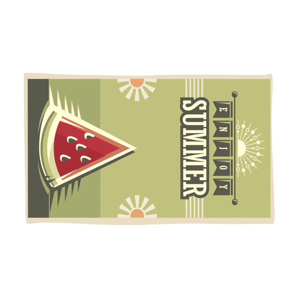 Logo trade firmakingi pilt: Prinditud RPET rannarätik 350 g/m² 100x180