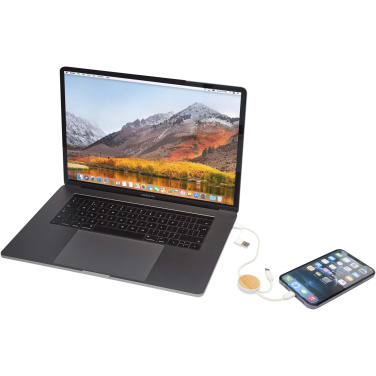 Logo trade firmakingid foto: Chechia viis-ühes taaskasutatud plastist kiirlaadimiskaabel bambusdetailidega