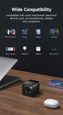 Logotrade reklaamkingid pilt: Urban Vitamin Mendocino 65W GaN laadija sissetõmmatava kaabliga