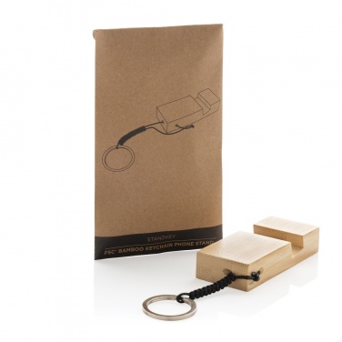 Logo trade liikelahjat mainoslahjat kuva: Standkey puhelinteline avaimenperä bambua