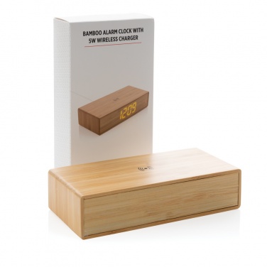 Logo trade liikelahjat mainoslahjat kuva: Herätyskello ja 5W langaton laturi bambusta