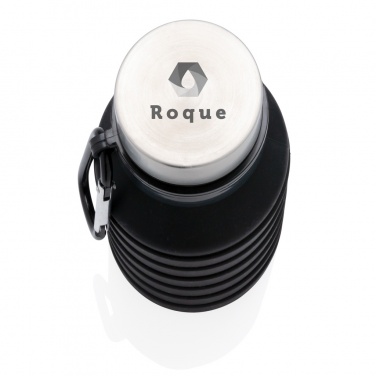 Logo trade liikelahjat mainoslahjat kuva: Vuodonkestävä taitettava silikonipullo kannella