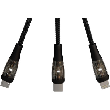 Logotrade mainostuote tuotekuva: SCX.design C50 100 W:n / 5 A:n pikalataava 5-in-1-kaapeli digitaalisella näytöllä