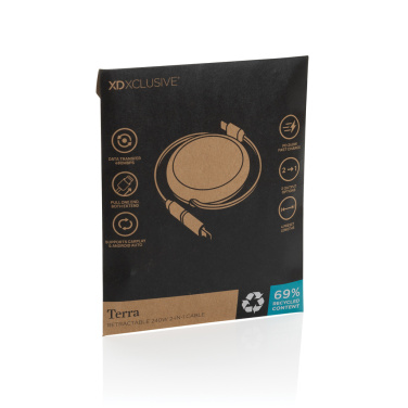 Logo trade liikelahja kuva: Terra RCS 240W kierrätysalumiini 2 in 1 vetokaapeli