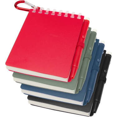 Logo trade liikelahja kuva: Lig Mini kierrätetystä muovista valmistettu pehmeäkantinen muistikirja ja kuulakärkikynäsetti (musta muste)