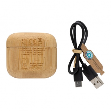 Logotrade ziemassvētku dāvanas foto: Bambusa TWS austiņas ar RCS pārstrādātu plastmasu