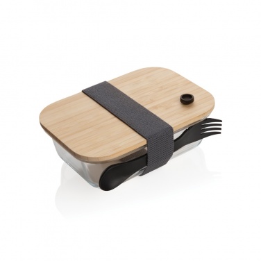 Логотрейд pекламные продукты картинка: Стеклянный ланч-бокс с бамбуковой крышкой