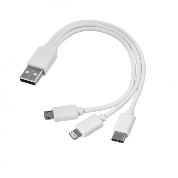 Логотрейд бизнес-подарки картинка: Кабель USB 3 в 1 тип c + micro USB + lightning