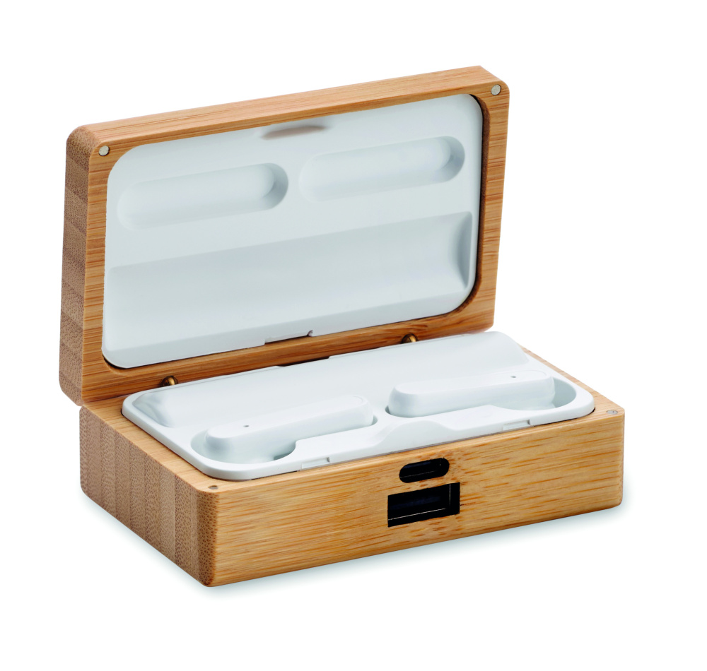 Логотрейд бизнес-подарки картинка: TWS earbuds in bamboo case
