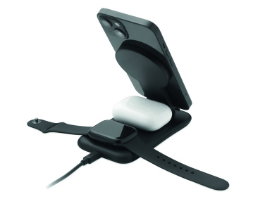 Лого трейд pекламные подарки фото: 3 in 1 wireless charger 15W